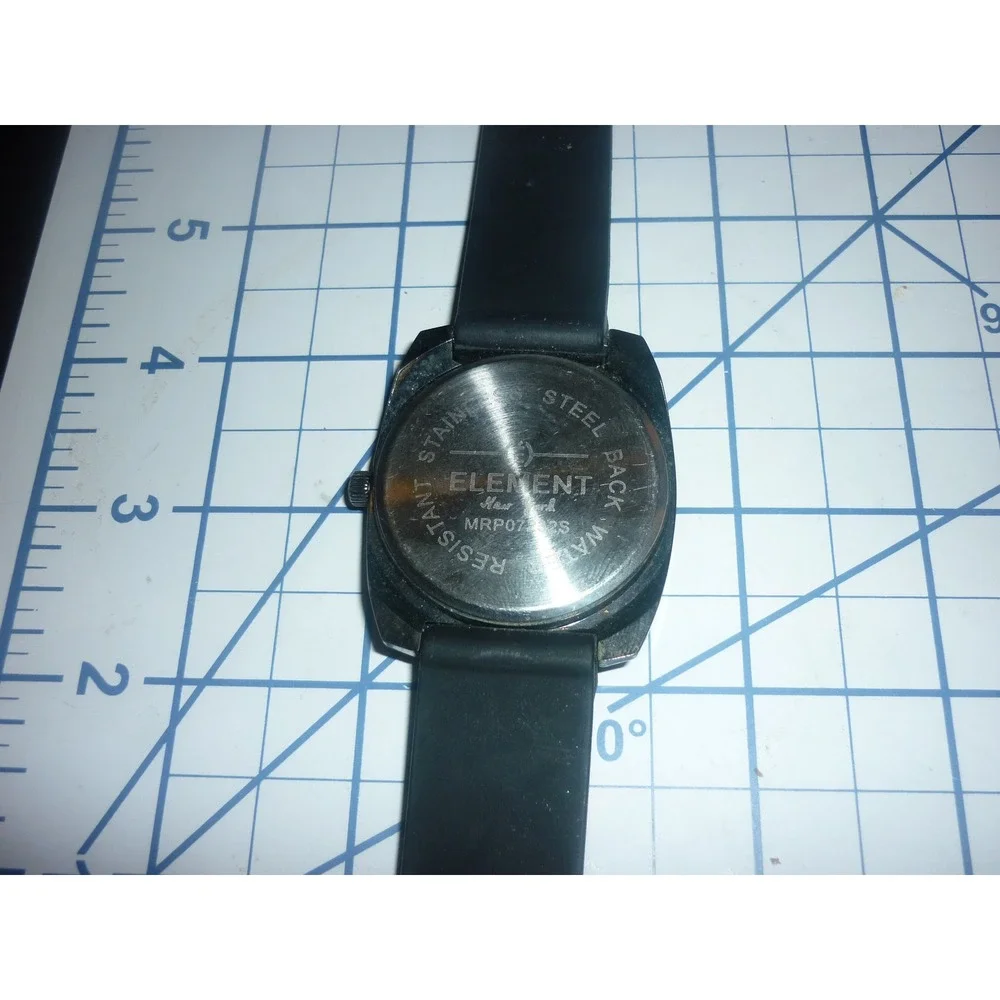 Element New York Watch MRP07232S Mens Black Silicon Band Quartz‎ Faux Chrono